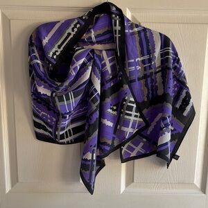 Lucia 100% silk scarf with geometric pattern. 61”x16”